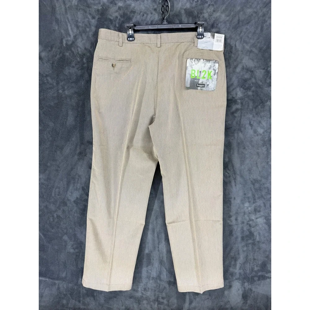Haggar Black Label‎ BL2K Khakis Mens 40x32 Toffee Pleated Classic Fit Pants NEW